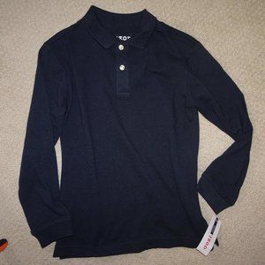 Boys Izod Uniform Long Sleeve Navy Blue Polo Shirt